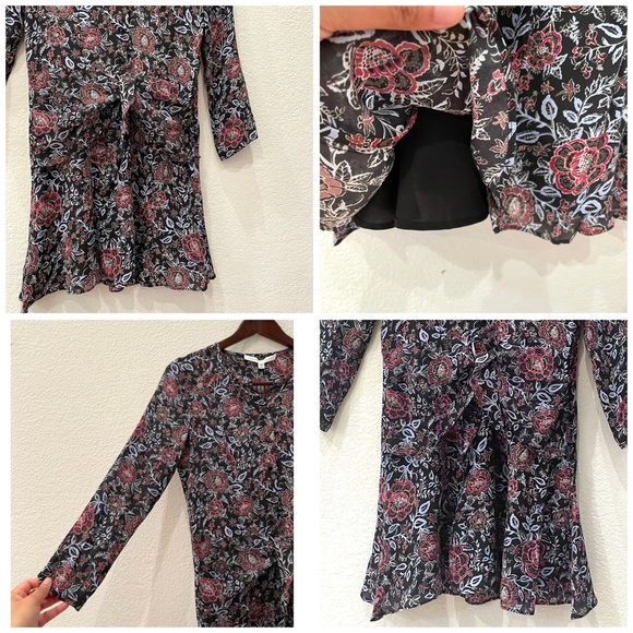 NWT Veronica Beard Printed Silk Tie Front Dress - Picture 13 of 15